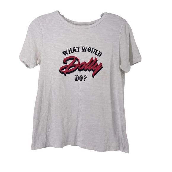 Draper James What Would Dolly Do T-Shirt Dolly Parton White Short Sleeve Size XS - Picture 1 of 7